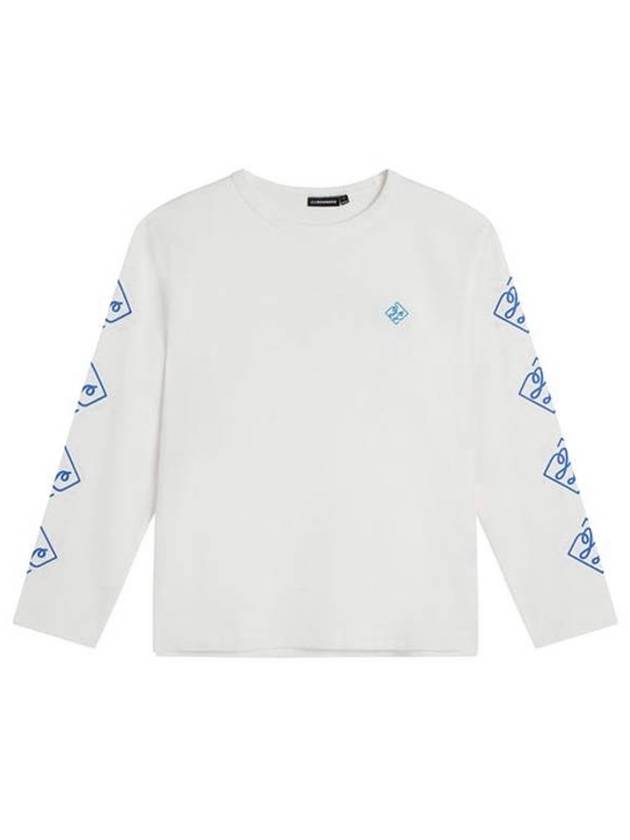 Camillo Graphic Crew Neck Long Sleeve T-Shirt Cloud White - J.LINDEBERG - BALAAN 1