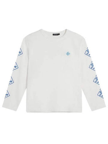 Camillo Graphic Crew Neck Long Sleeve T-Shirt Cloud White - J.LINDEBERG - BALAAN 1