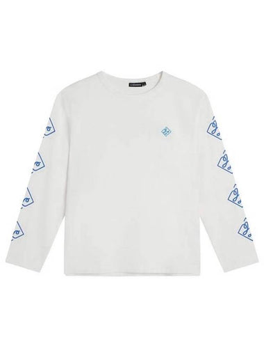 Camilo Graphic Crew Neck Long Sleeve T-Shirt Cloud White - J.LINDEBERG - BALAAN 1