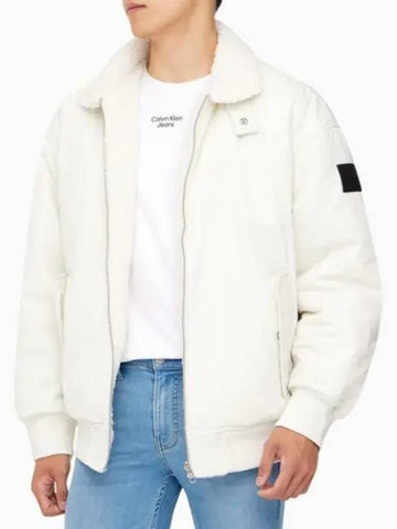 JEANS Men s Ivory Reversible Sherpa Bomber J324123 YBI - CALVIN KLEIN - BALAAN 1