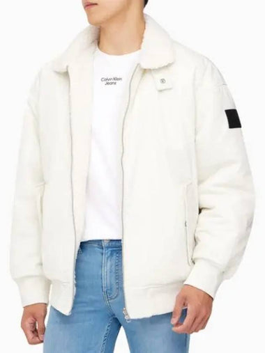 JEANS Men s Ivory Reversible Sherpa Bomber J324123 YBI - CALVIN KLEIN - BALAAN 1