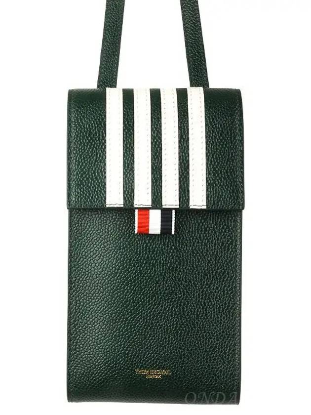 4-Bar Stripe Phone Holder Cross Bag Dark Green - THOM BROWNE - BALAAN 3