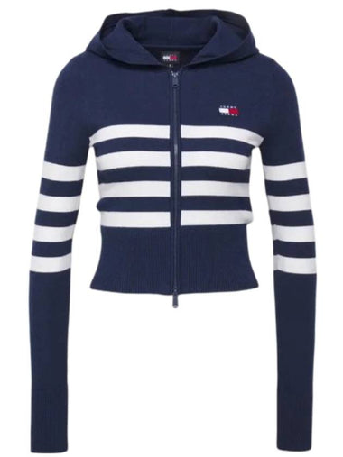 Patch slim fit hooded cardigan navy - TOMMY HILFIGER - BALAAN 1