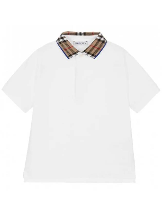 Kids Check Collar T Shirt White 8073160 - BURBERRY - BALAAN 1