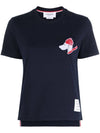 Festive Jersey Button Hector Short Sleeve T Shirt Navy - THOM BROWNE - BALAAN 3