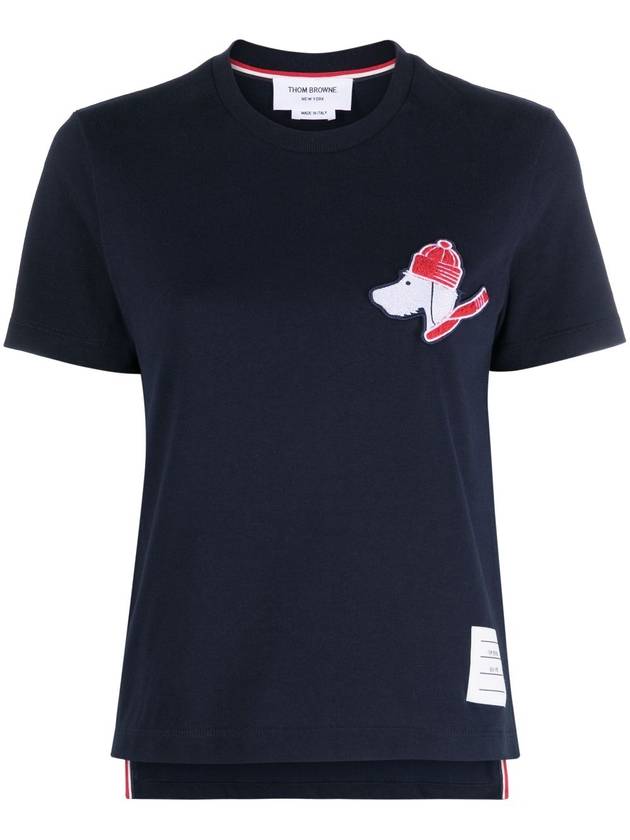 Festive Jersey Button Hector Short Sleeve T Shirt Navy - THOM BROWNE - BALAAN 3