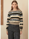 Demure Stripe Logo Knit Top Beige - MICANE - BALAAN 1