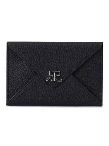 Courr ges 124GPM011 CV0016 9999 Logo Small Grain Leather Envelope Card Wallet - COURREGES - BALAAN 1