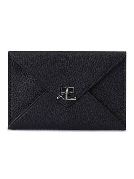 Courr ges 124GPM011 CV0016 9999 Logo Small Grain Leather Envelope Card Wallet - COURREGES - BALAAN 1