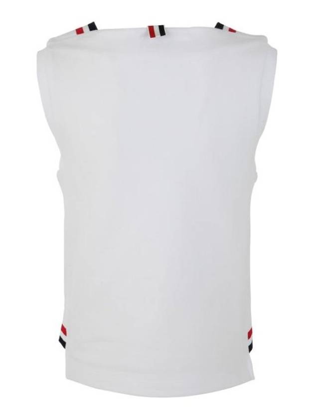 Women's Pick Rib Gusset Boat Neck Sleeveless White - THOM BROWNE - BALAAN 3