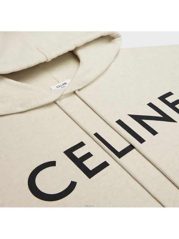 Lettering Logo Cotton Fleece Hoodie White - CELINE - BALAAN 4