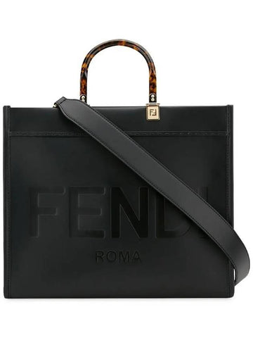 Sunshine Logo Medium Tote Bag Black - FENDI - BALAAN 1