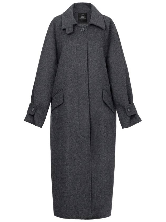 Mars wool hidden button back slit long coat charcoal MARS10CH - RAMUSTUDIO - BALAAN 2