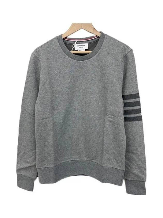 4 Bar Tonal Crew Neck Sweatshirt Grey - THOM BROWNE - BALAAN.