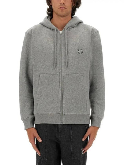 Bold Fox Head Patch Cotton Zip-Up Hoodie Grey - MAISON KITSUNE - BALAAN 2