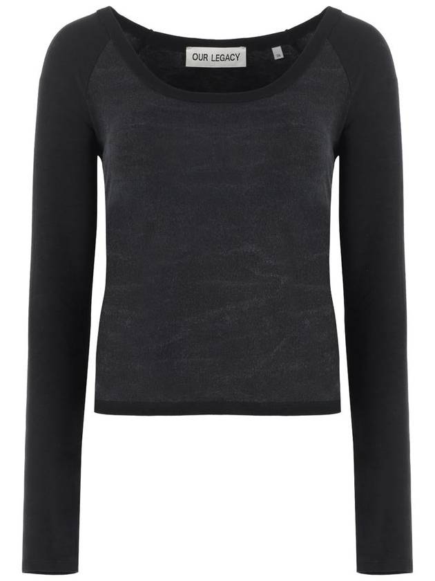 Deep U-neck Cotton Long Sleeve T-Shirt Black - OUR LEGACY - BALAAN 2