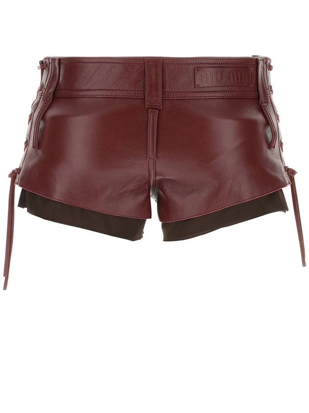 Women's Nappa Leather Shorts Amaranth Red - MIU MIU - BALAAN 4