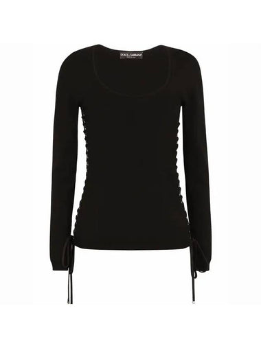 drawstring knit top black - DOLCE&GABBANA - BALAAN 1