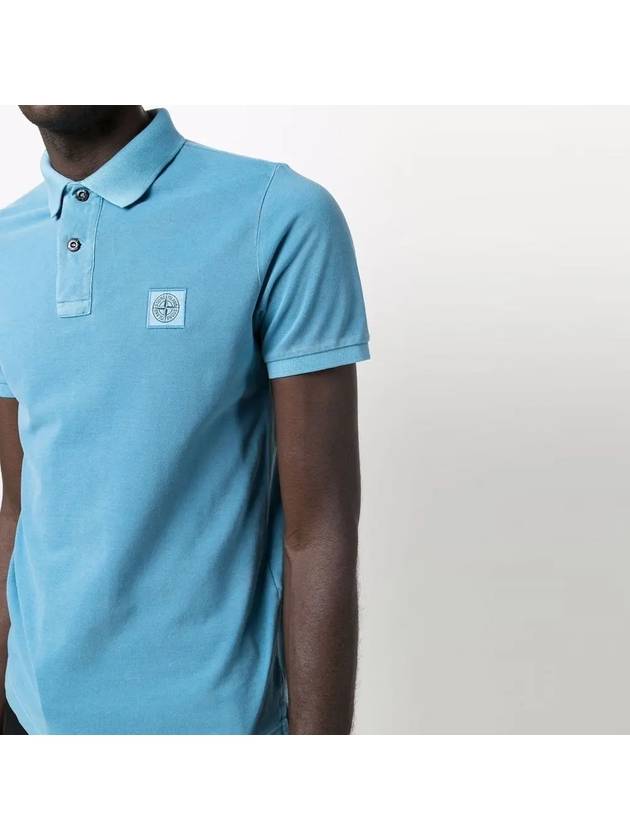 Men's Logo Patch Cotton Short Sleeve Polo Shirt Blue - STONE ISLAND - BALAAN 5