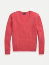 Kimberly Embroidered Pony Logo Cable Sweater Coral - POLO RALPH LAUREN - BALAAN 2