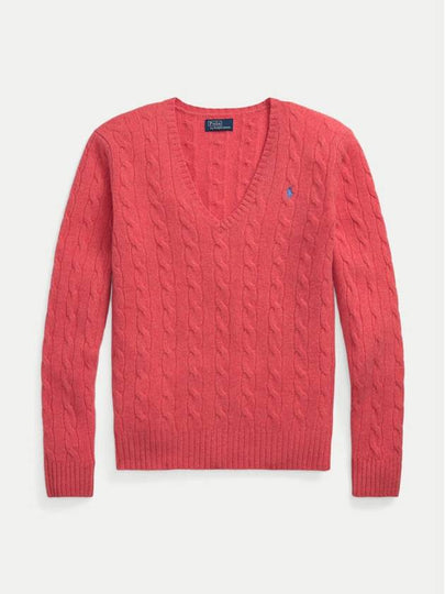 Kimberly Embroidered Pony Logo Cable Sweater Coral - POLO RALPH LAUREN - BALAAN 2