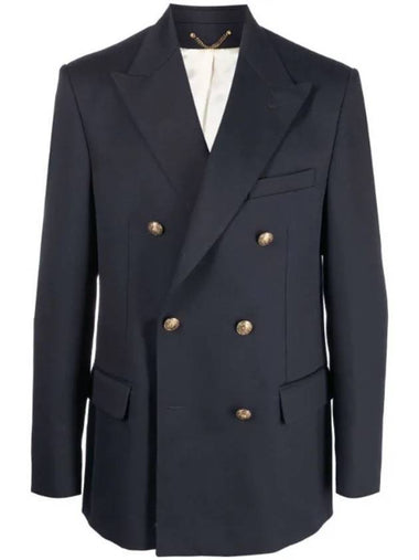 Men's Double-Breasted Blazer In Dark Blue - GOLDEN GOOSE - BALAAN 1