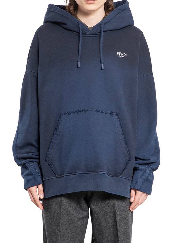 Oversized Drawstring Hoodie Blue - FENDI - BALAAN 2