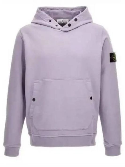 Snap Brushed Cotton Fleece Hoodie Lavender - STONE ISLAND - BALAAN 2