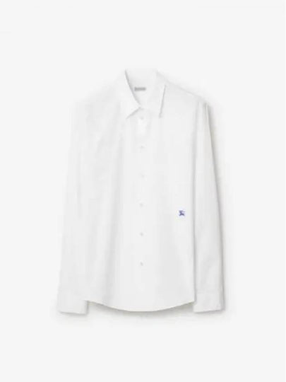 Embroidered Logo Cotton Long Sleeve Shirt White - BURBERRY - BALAAN 2