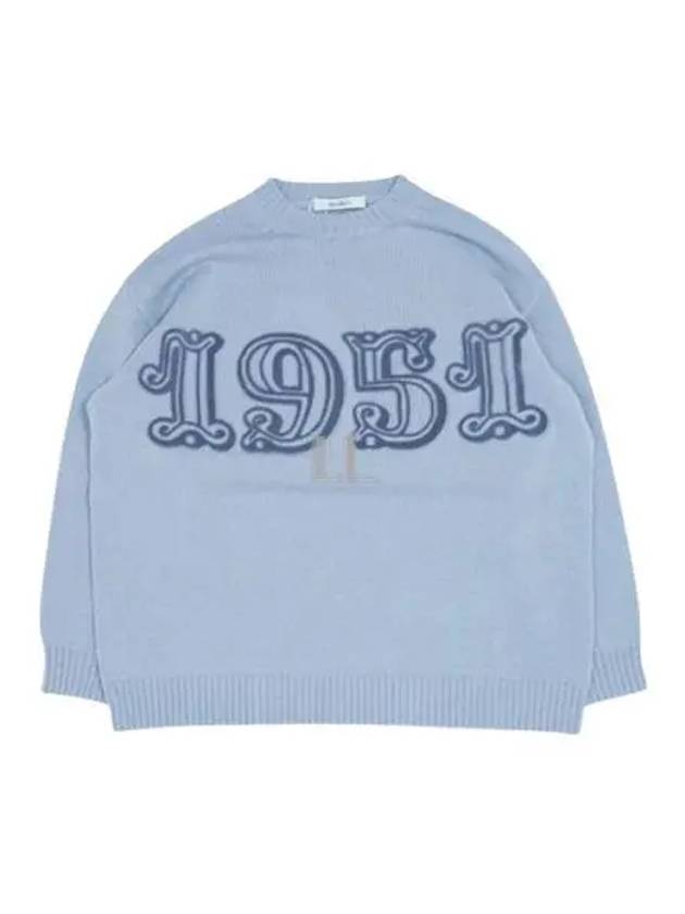 Logo Wool Knit Top Light Blue - MAX MARA - BALAAN 2