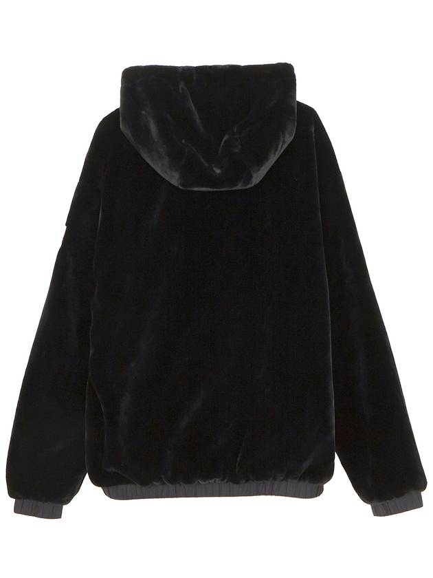 Logo Reversible Fake Fur Hooded Jacket Black - MOOSE KNUCKLES - BALAAN 3