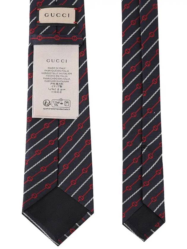 Round Interlocking G Rope Silk Tie Navy Blue - GUCCI - BALAAN 3