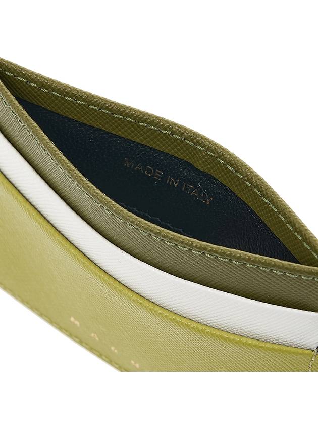 Saffiano Color Block Card Wallet Green - MARNI - BALAAN.