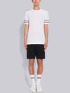 Textured Cotton Stripe Short Sleeve T-Shirt White - THOM BROWNE - BALAAN 11