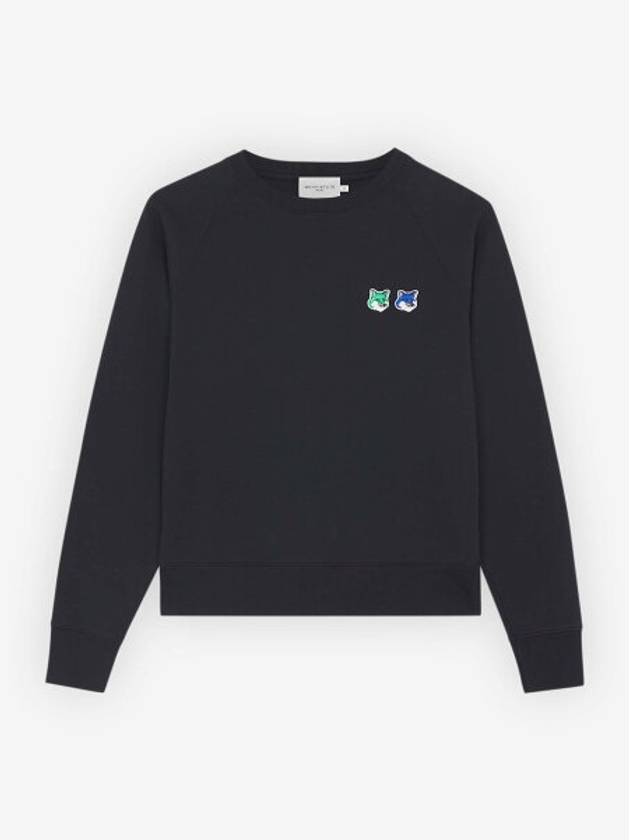 Double Head Fox Patch Sweatshirt Black - MAISON KITSUNE - BALAAN 2