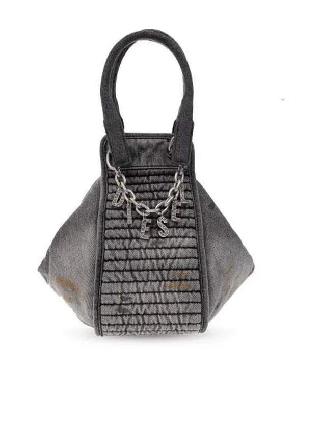 Women's D-Vina Small Solarize Denim Tote Bag Black - DIESEL - BALAAN 2