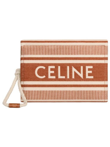 Striped Textile Thais Pouch Sienna - CELINE - BALAAN 1