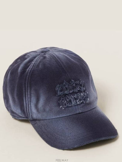 Logo Detail Denim Base Cotton Ball Cap Navy - MIU MIU - BALAAN 2