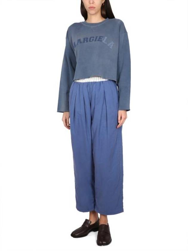 Loose Fit Cotton Crop Pants Blue - MAISON MARGIELA - BALAAN 3