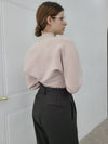 e slit volume shoulder knit top pink beige - PRETONE - BALAAN 6