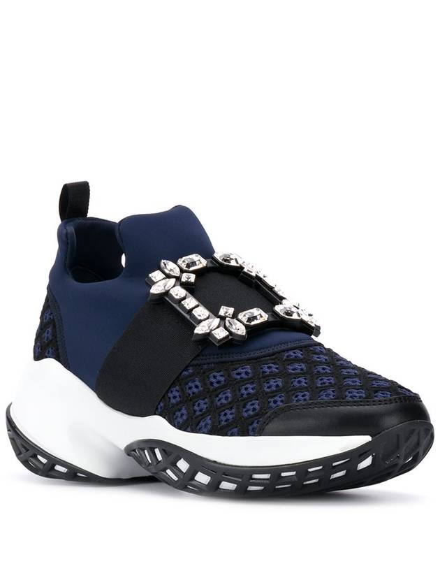 Viv' Run Strass Buckle Sneakers In Technical Fabrics Blue Black - ROGER VIVIER - BALAAN 3