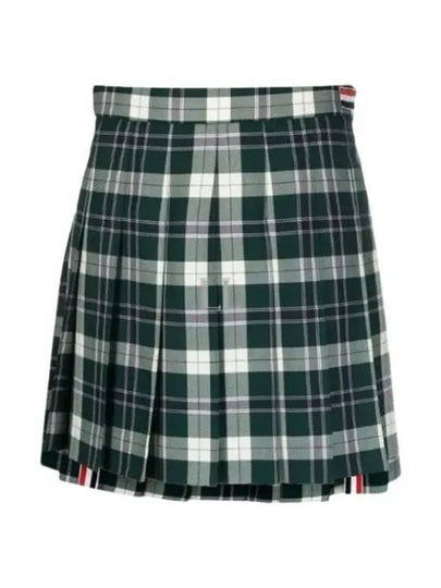 Women's Tartan Twill Mini Pleated Skirt Green - THOM BROWNE - BALAAN 2