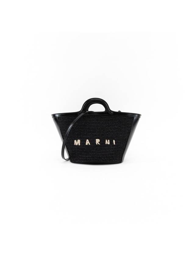 Leather Raffia Tropicalia Tote Bag Black - MARNI - BALAAN 2