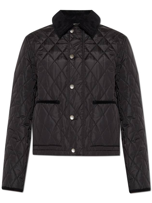 Burberry Quilted Jacket With Corduroy Collar, Women's, Black - BURBERRY - BALAAN 1