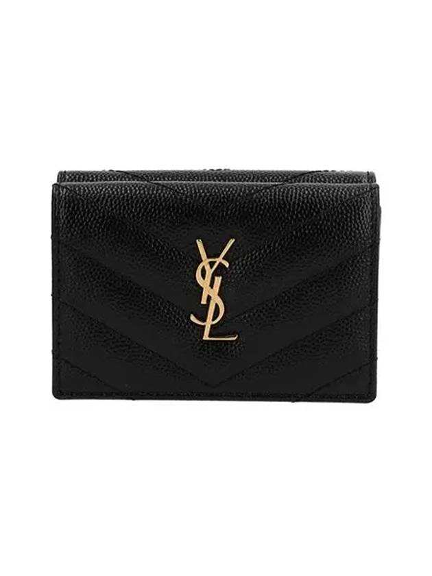 Monogram Quilted Mini Half Wallet Black - SAINT LAURENT - BALAAN 5