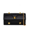 Roman Stud Chain Leather Shoulder Bag Black - VALENTINO - BALAAN 1