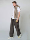 Slung Check Wide Pants Brown - ATHPLATFORM - BALAAN 5