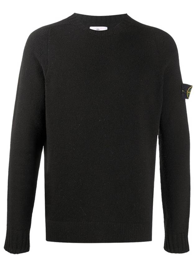 Lambswool Crewneck Knit Top Black - STONE ISLAND - BALAAN 4