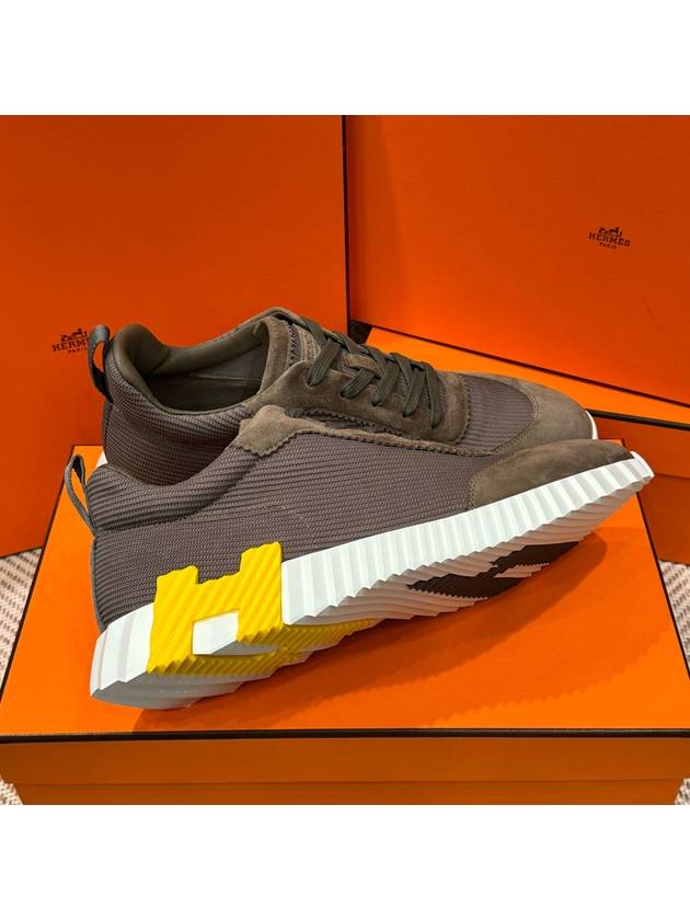 Men's Bouncing Sneakers Brown Mesh H Yellow Black Twotone - HERMES - BALAAN 8