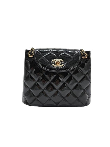 CC logo two way patent chain bag gold black - CHANEL - BALAAN 1